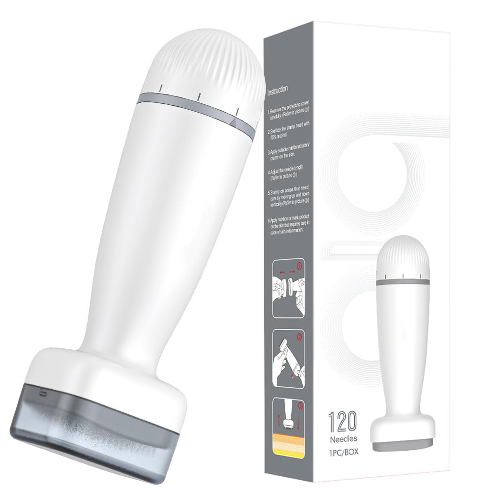 BIKTIC 120 Titanium Derma Stamp close-up with precise 0.25mm needles for home use.