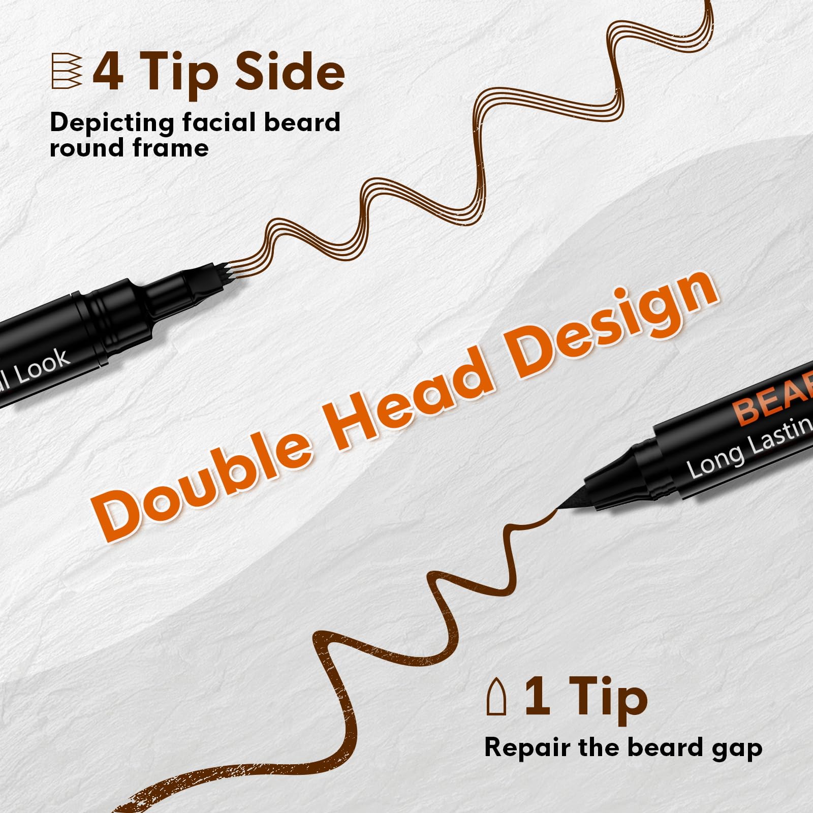 BIKTIC beard pen filler dual-tip close-up highlights precise outlining and blending.