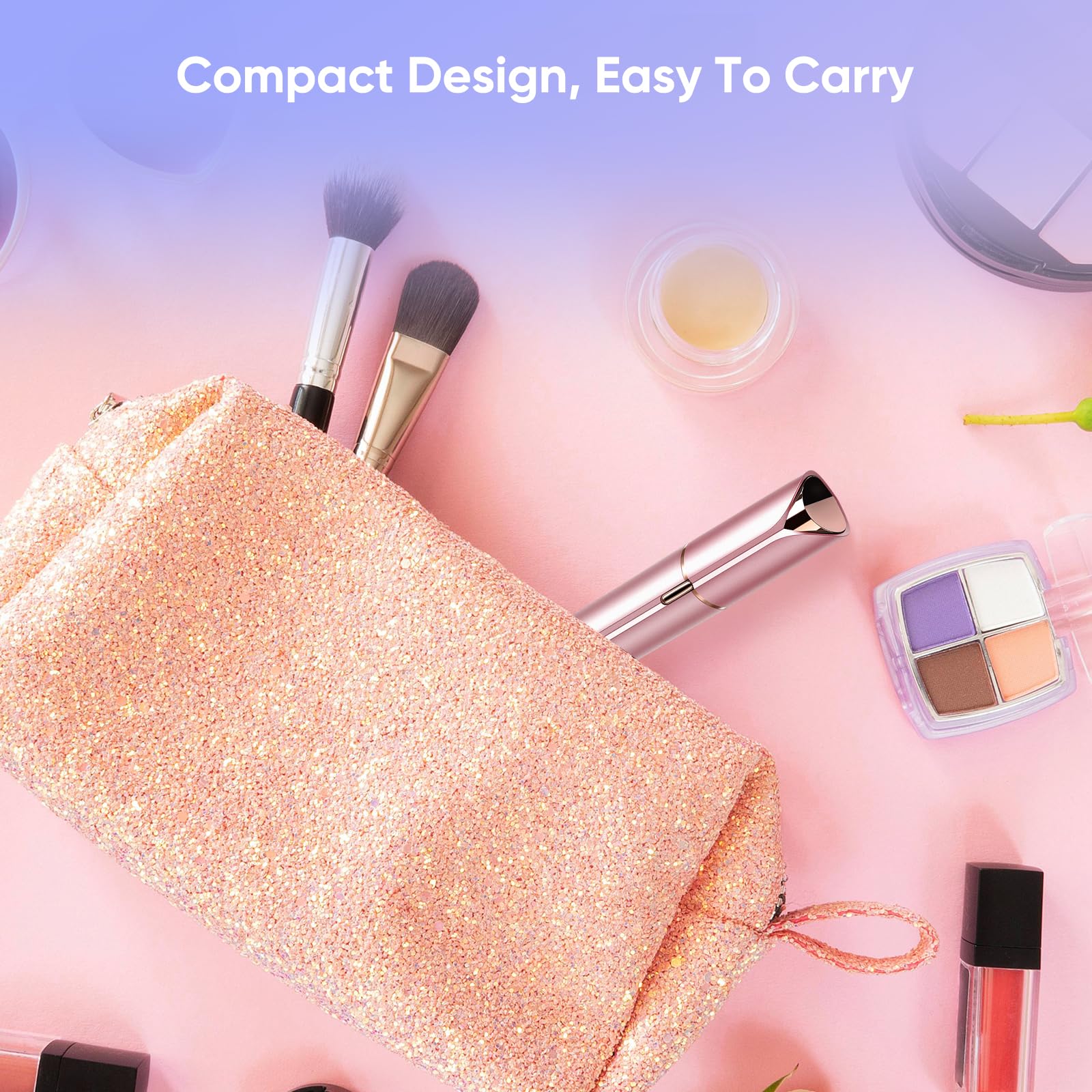 Bikurpia travel-compact epilator in purse-friendly size for on-the-go touch-ups.