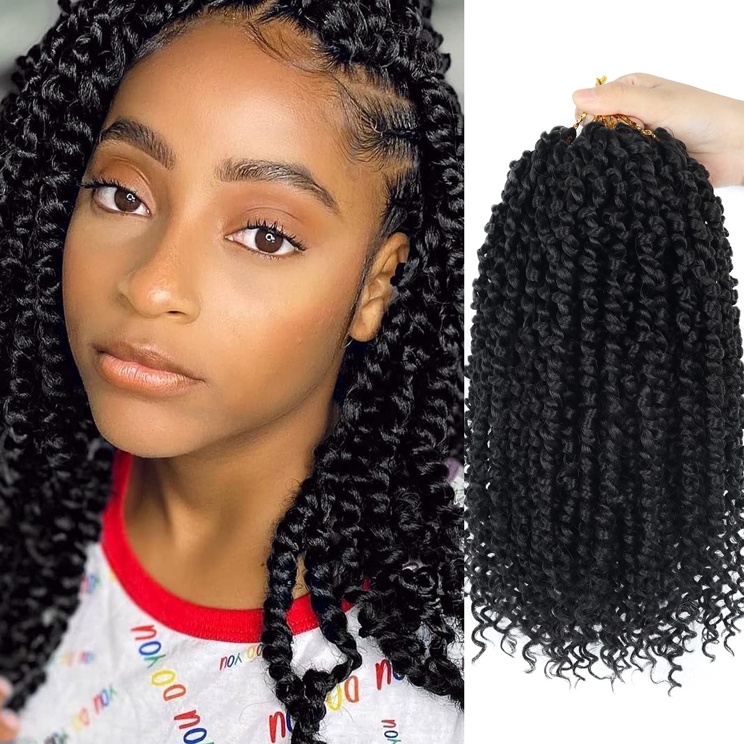 BILEAF pre-twisted passion twist hair 12inch ombre closeup showing natural look.