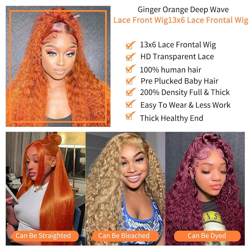 Bilisar ginger wig high-density texture close-up emphasizes 200 density fullness