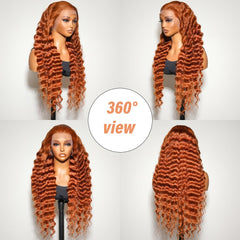 Bilisar ginger wig lace-front close-up highlights HD lace and seamless scalp blend