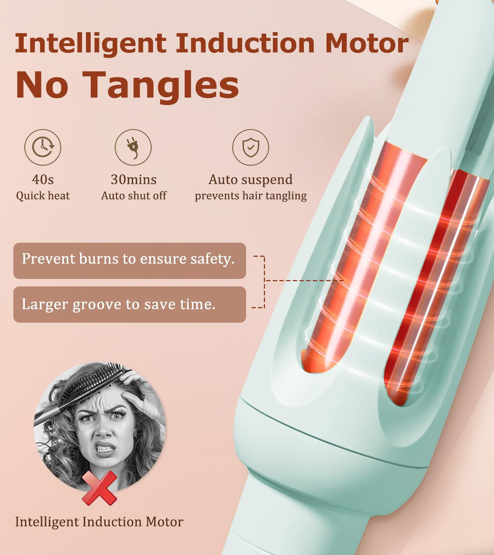 BILITOK Auto Hair Curler anti-tangle motor helps prevent pulling.
