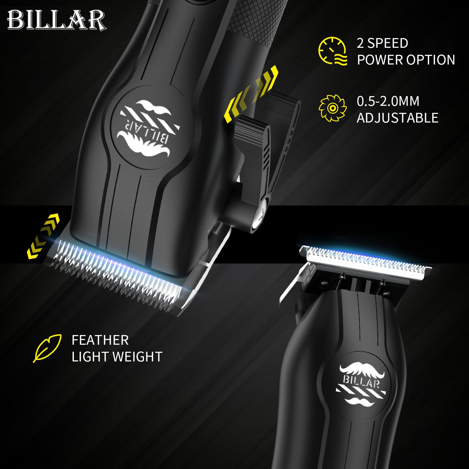 BILLAR Pro clippers side with length guide for clean fades and trims