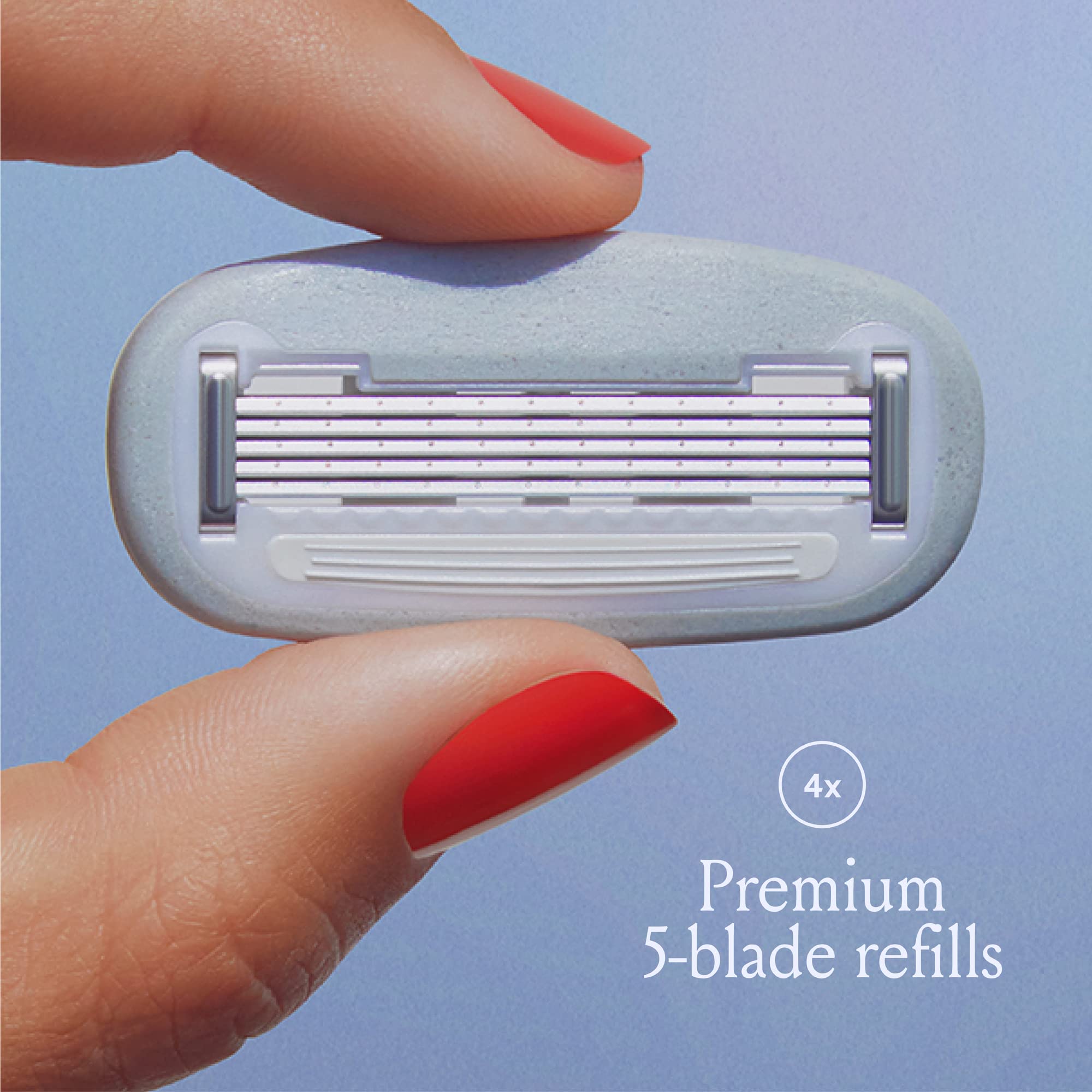 Billie close-up of five blades highlighting precise shave performance