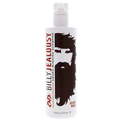 Billy Jealousy Beard Wash bottle front shows hydrating formula for soft, manageable facial hair.