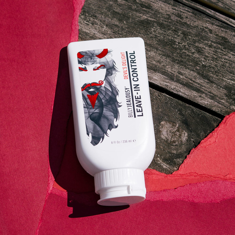 Billy Jealousy Devils Delight on a matte-finish beard after use reduces flyaways