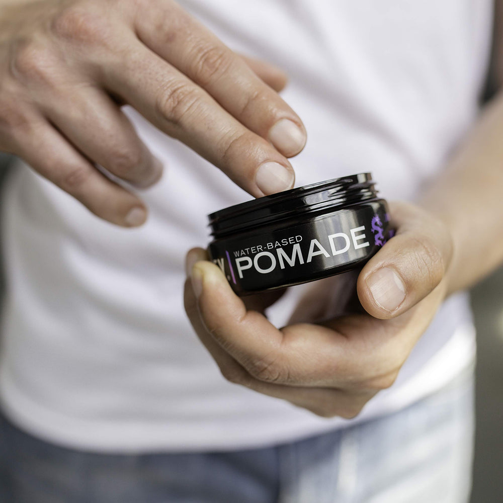 Lunatic Fringe applied to damp hair for pompadour styling.