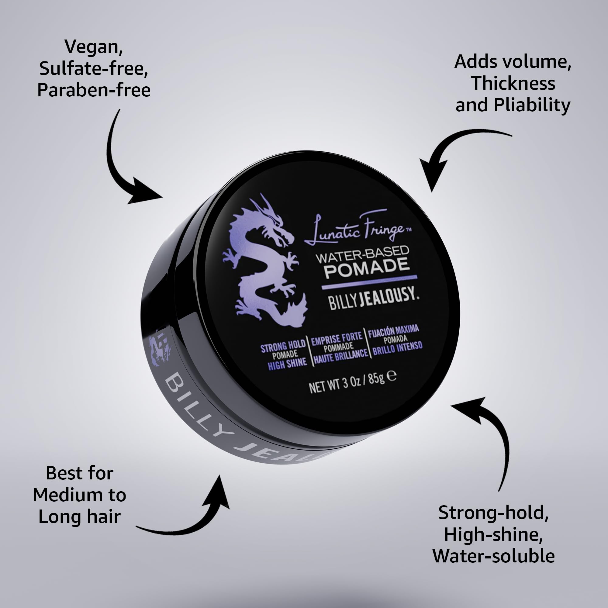 Lunatic Fringe finish provides high shine without greasiness.