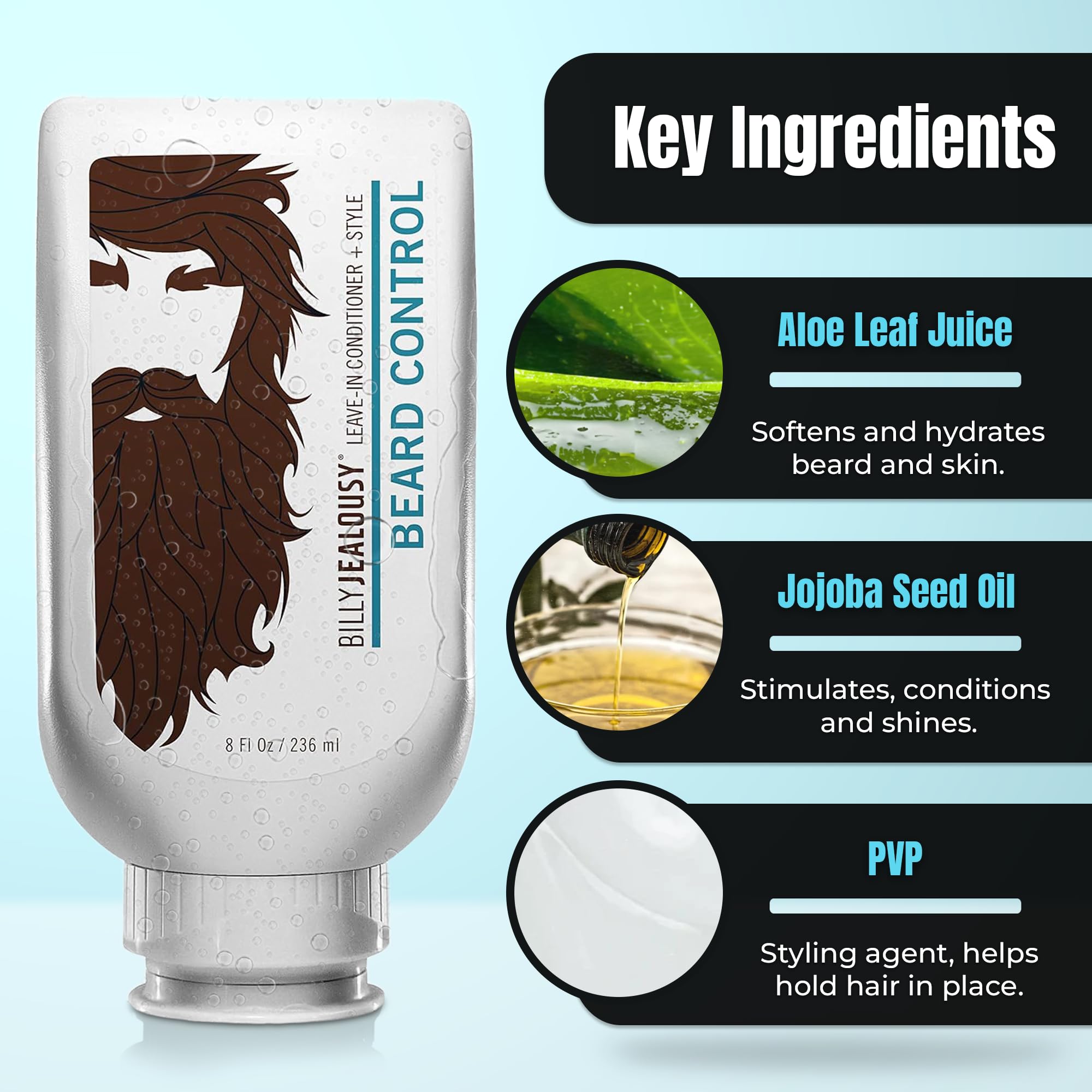 Billy Jealousy Original Beard Control hands-application demonstrates easy conditioning.