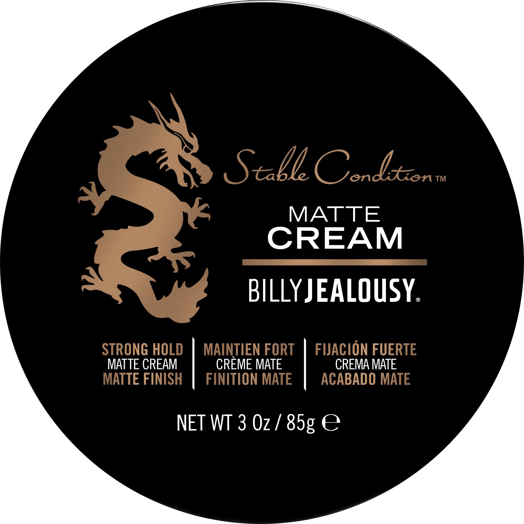 Billy Jealousy Stable Condition Matte Cream jar showing natural hold styling
