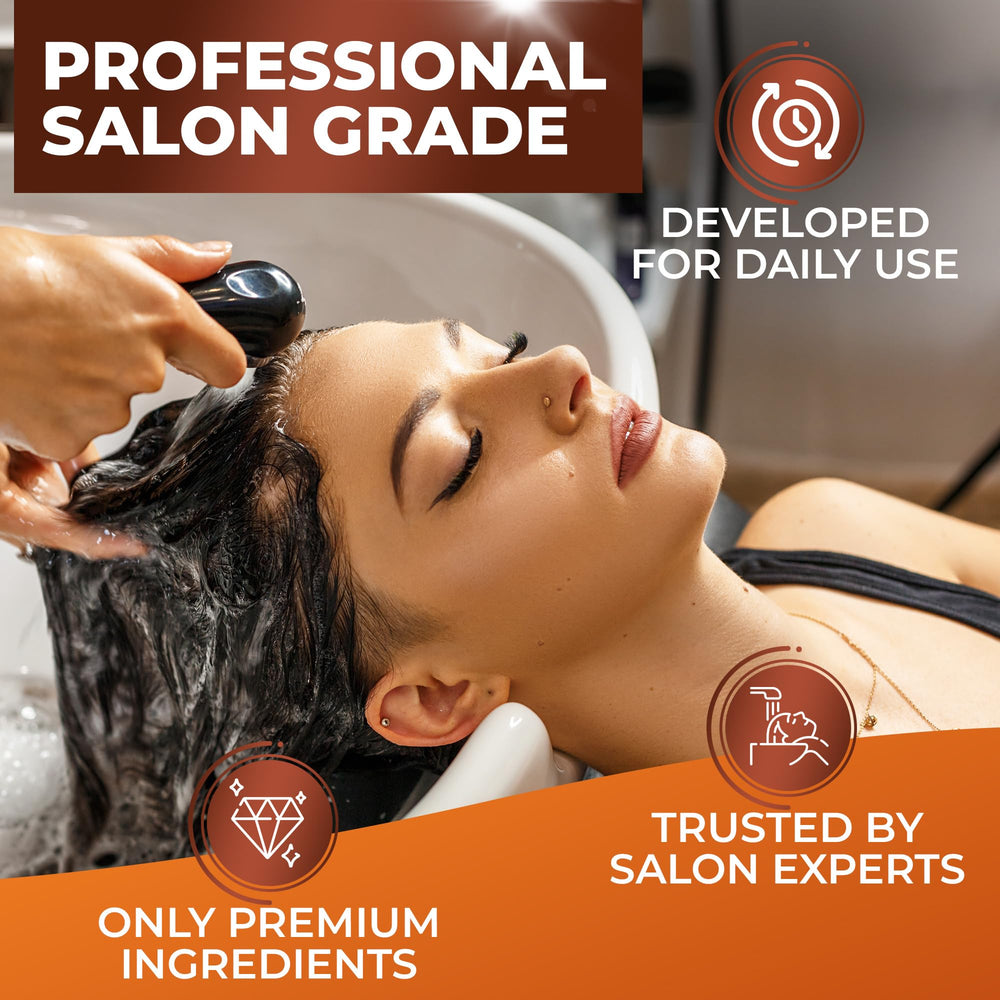 Bingo Hair Care Moroccan Argan Oil Conditioner bottle and packaging communicates sulfate-free, salon-grade care.
