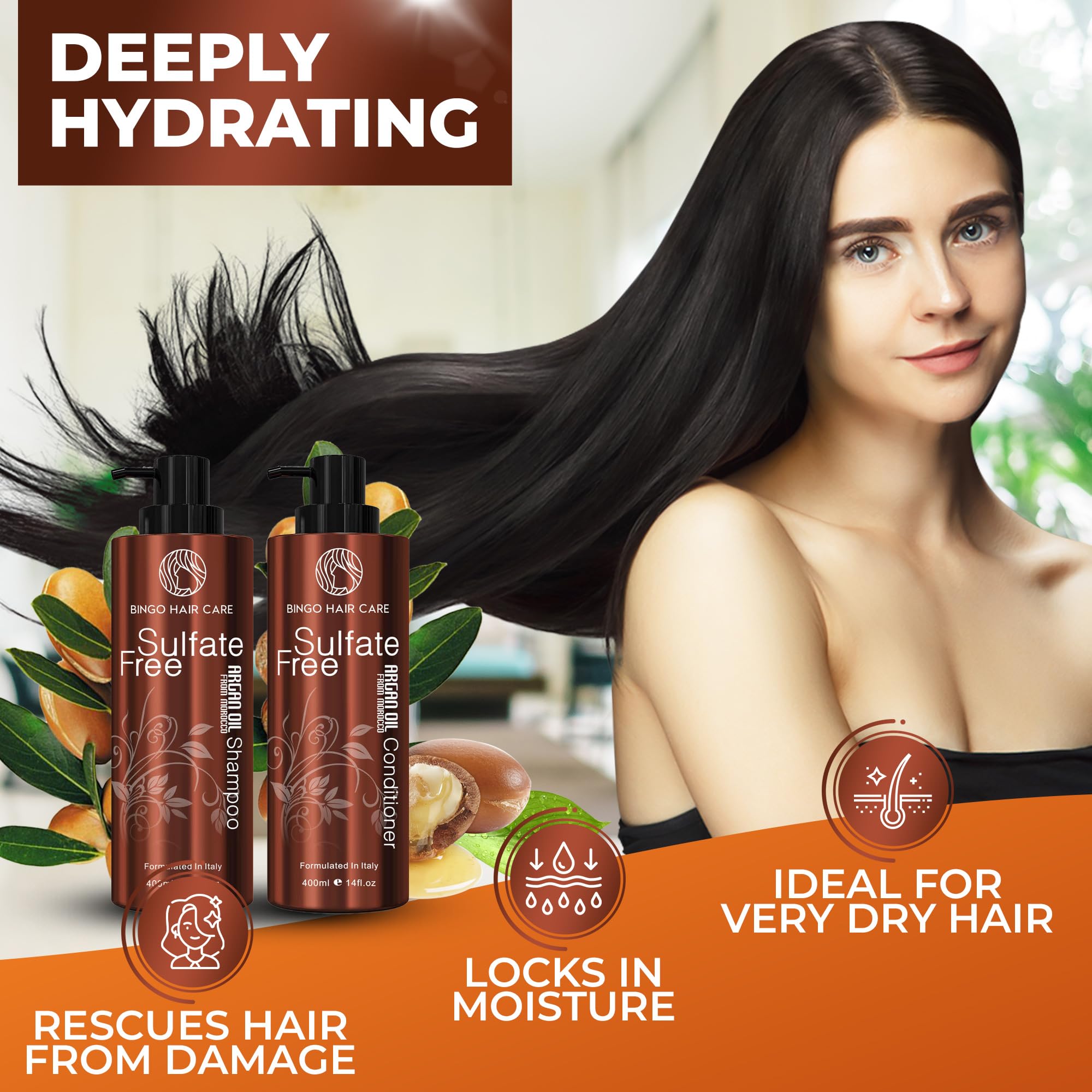 Bingo Hair Care salon-grade packaging display premium quality for all hair types.