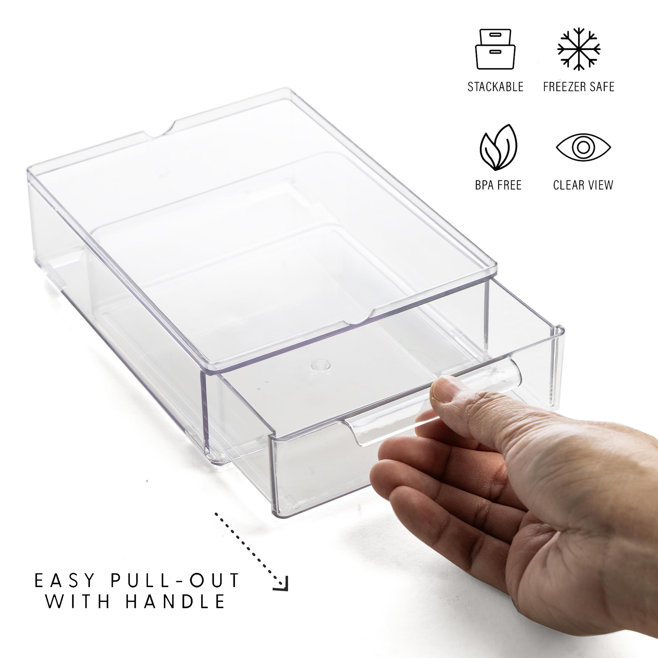 BINO built-in handles close-up shows easy reach and tidy vanity or desk storage.