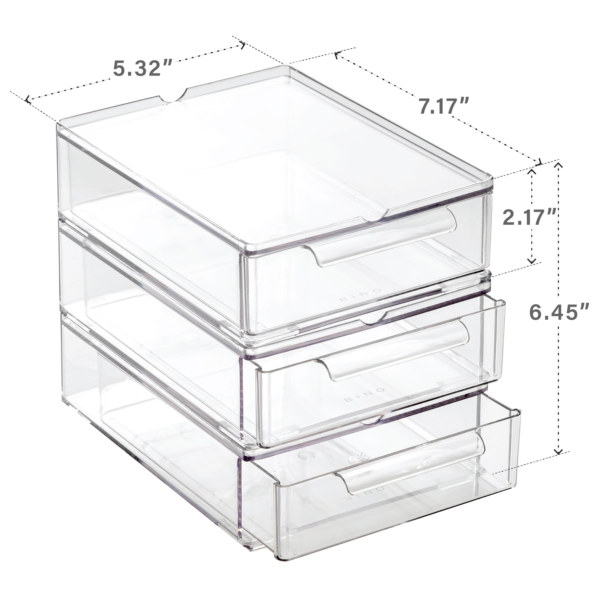 BINO clear stackable drawers demonstrate modular design for flexible, space-saving organization.