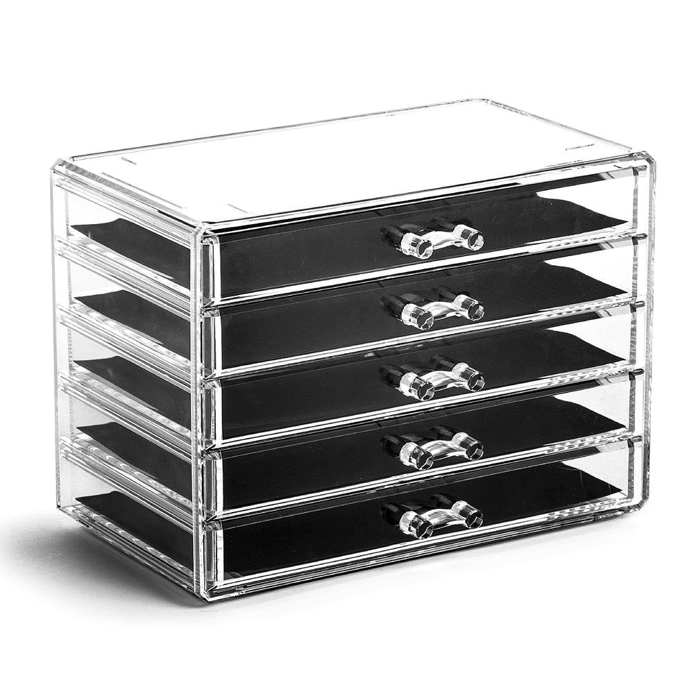 BINO Manhattan Series acrylic makeup drawer, 5-drawer, crystal-clear vanity storage