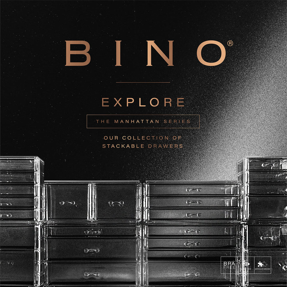 BINO Manhattan Series dust-free beauty storage for cosmetics on vanity