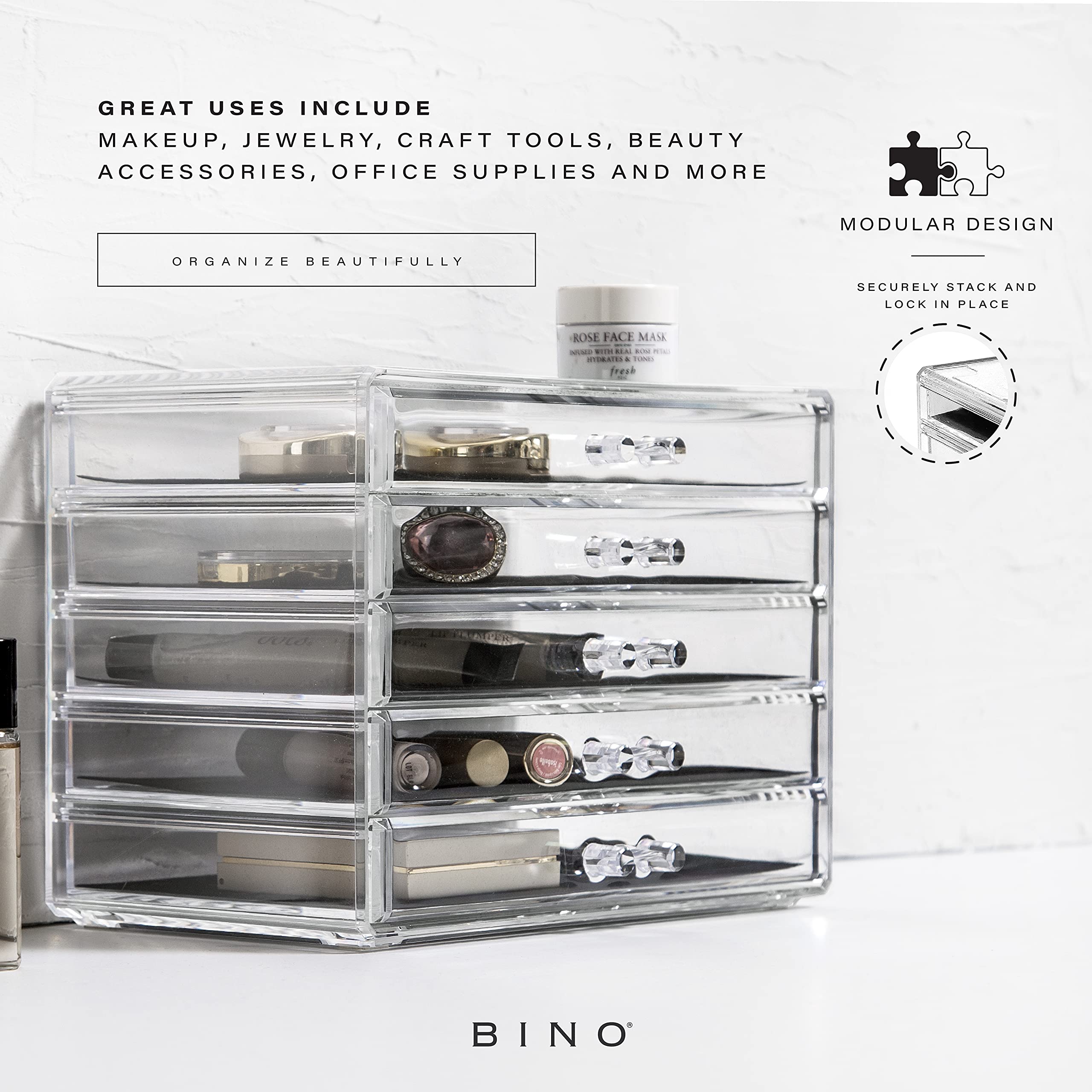 BINO Manhattan Series makeup and jewelry storage drawer for small accessories
