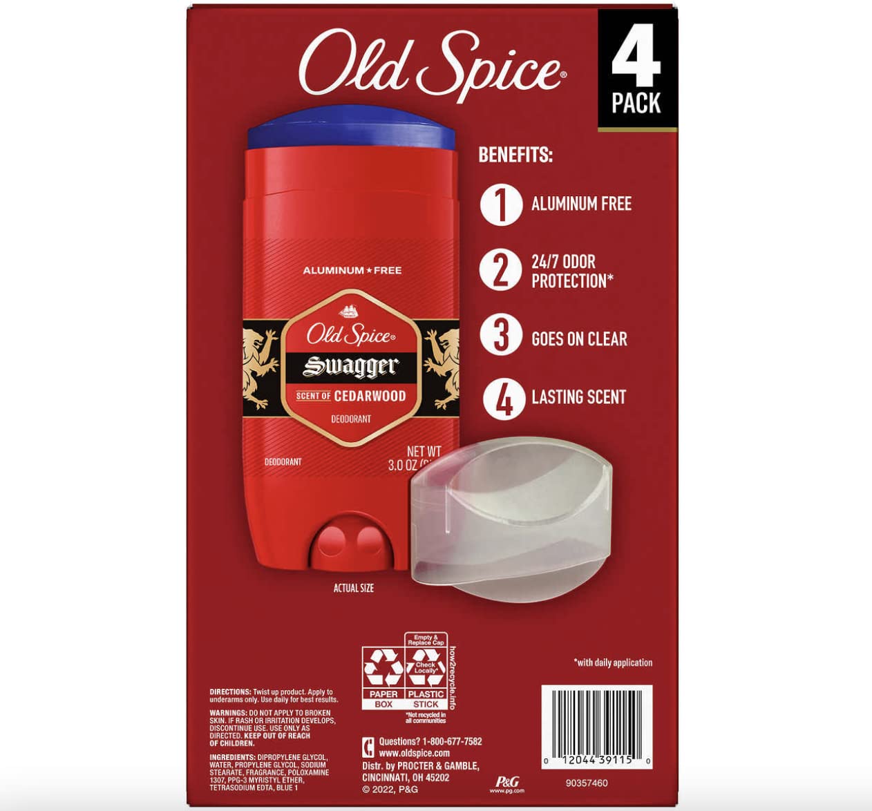 binoa Old Spice Swagger deodorant stick application showing aluminum-free formula for gentle use.