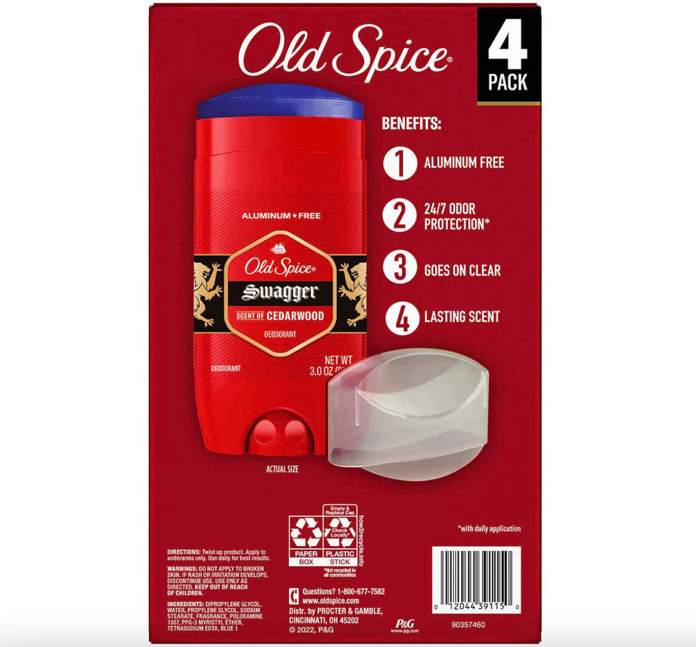 binoa Old Spice Swagger deodorant stick application showing aluminum-free formula for gentle use.