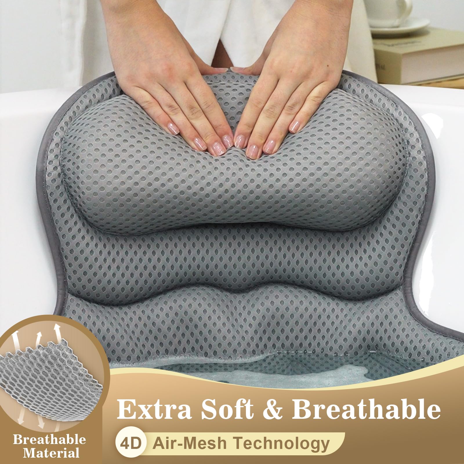 Binobella bath pillow is machine-washable and comes with protective mesh bag for cleaning.