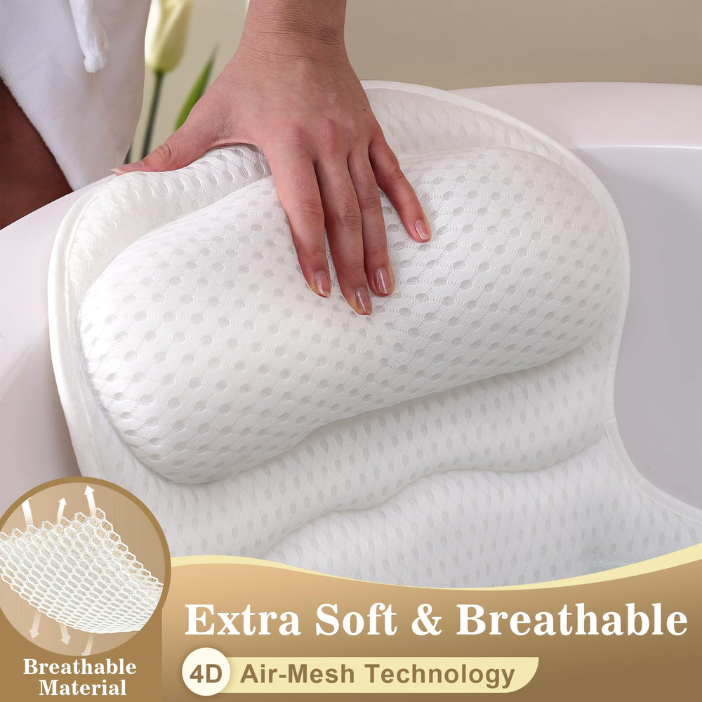 Binobella bath pillow featuring suction cups keeps you steady for a relaxing soak.