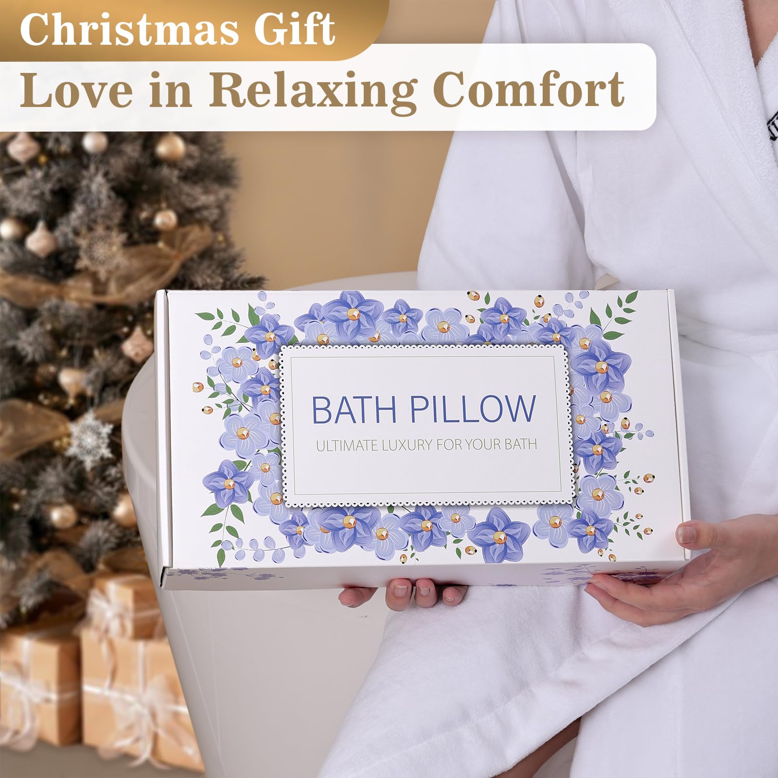 Binobella bath pillow fits most bathtubs and includes a travel bag for gifting.