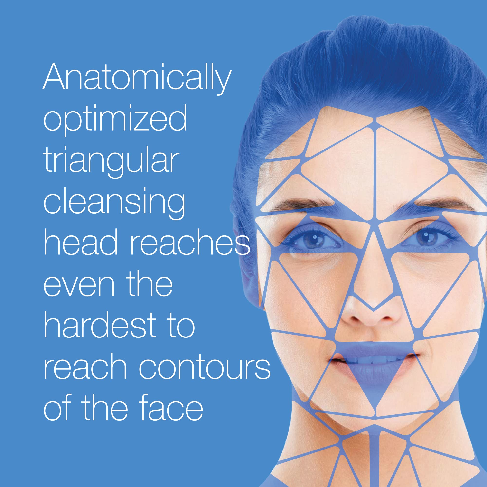 Bio-Therapeutic bt-Sonic triangular-head closeup shows adaptive design for under-eye and nose areas.