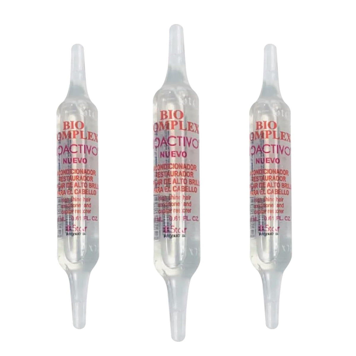 Bio Complex Bioactivo High Shine ampoule application demonstrates precise nourishment for all hair types.