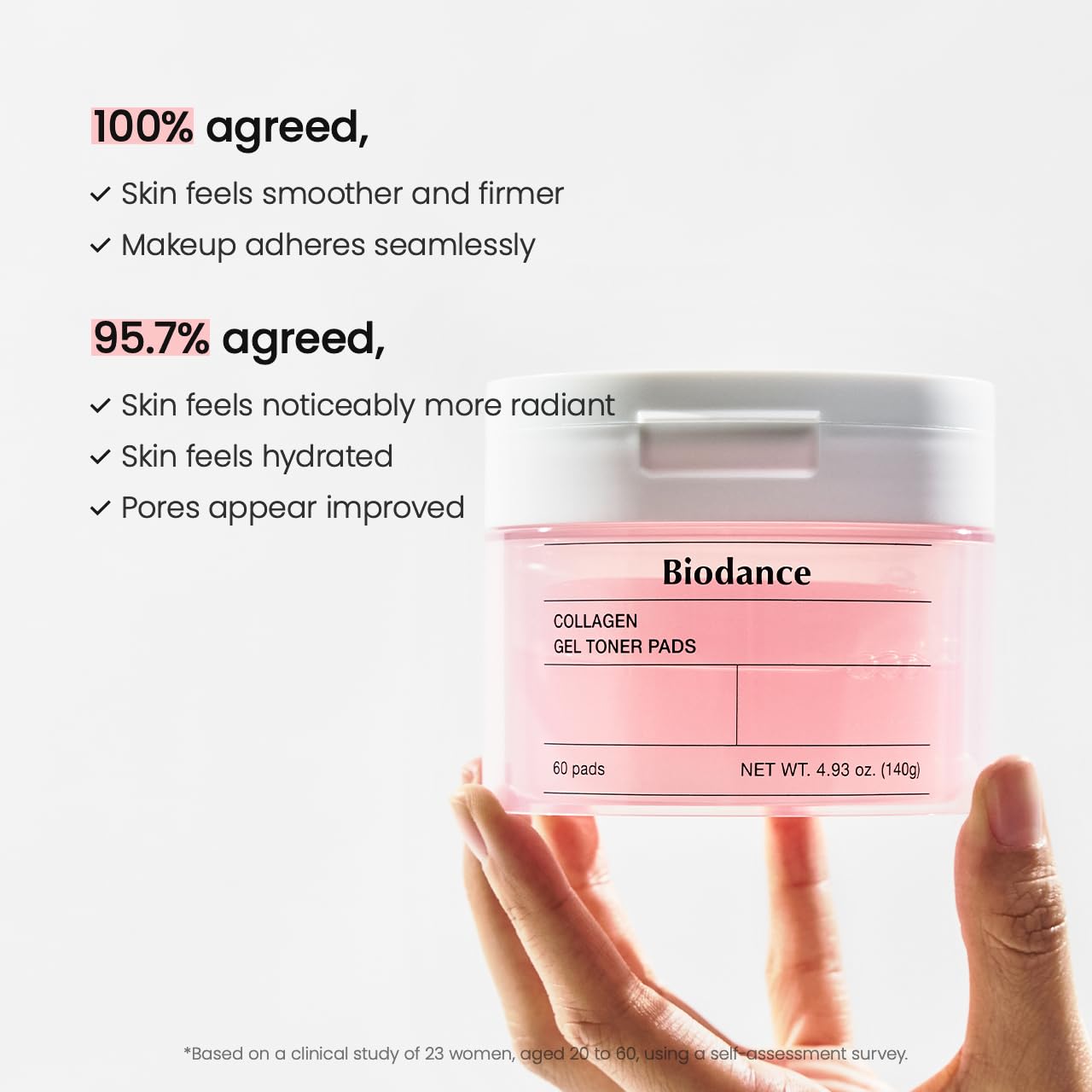 In-use BIODANCE pads demonstrating pore-minimizing effect