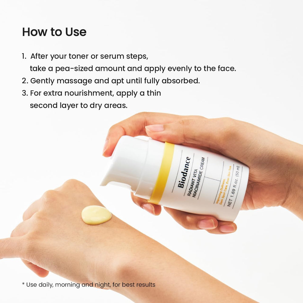 BIODANCE Radiant Vita Cream ingredients banner signals brightening focus
