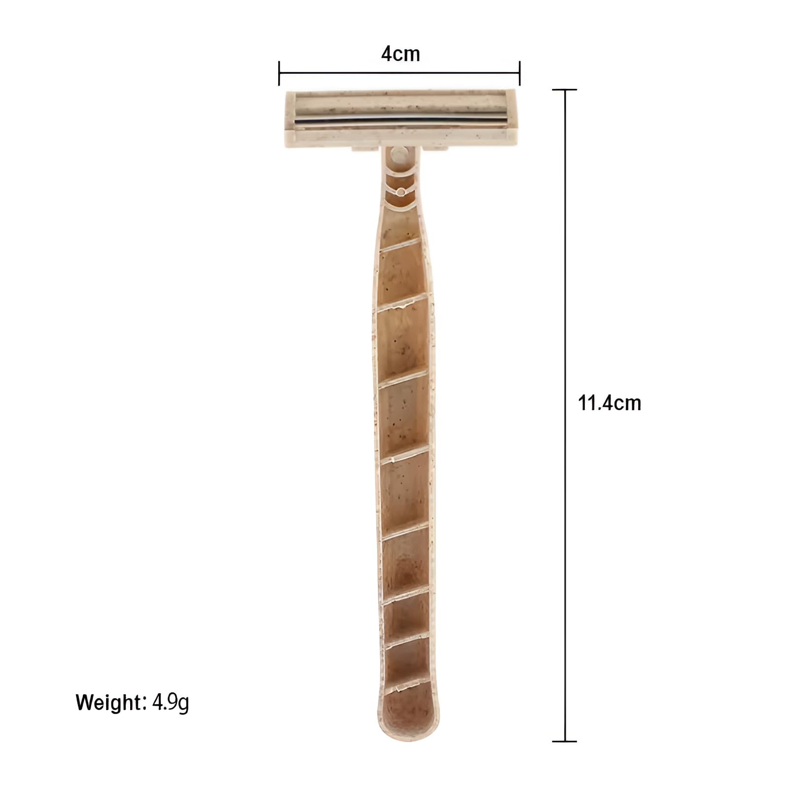 Biodegradable wheat straw razor pack 50-count back view showing packaging details.
