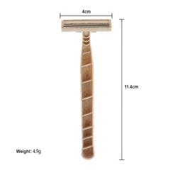 Biodegradable wheat straw razor pack 50-count back view showing packaging details.