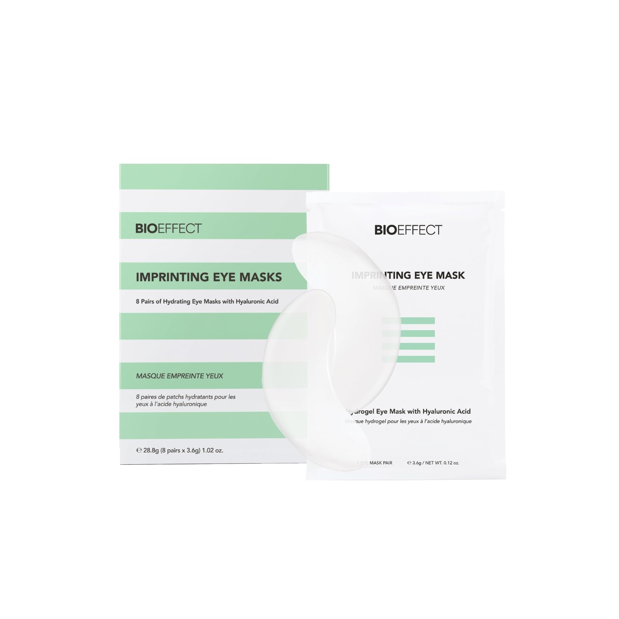 Bioeffect Imprinting Eye Masks sachet showing cooling hydration for tired eyes