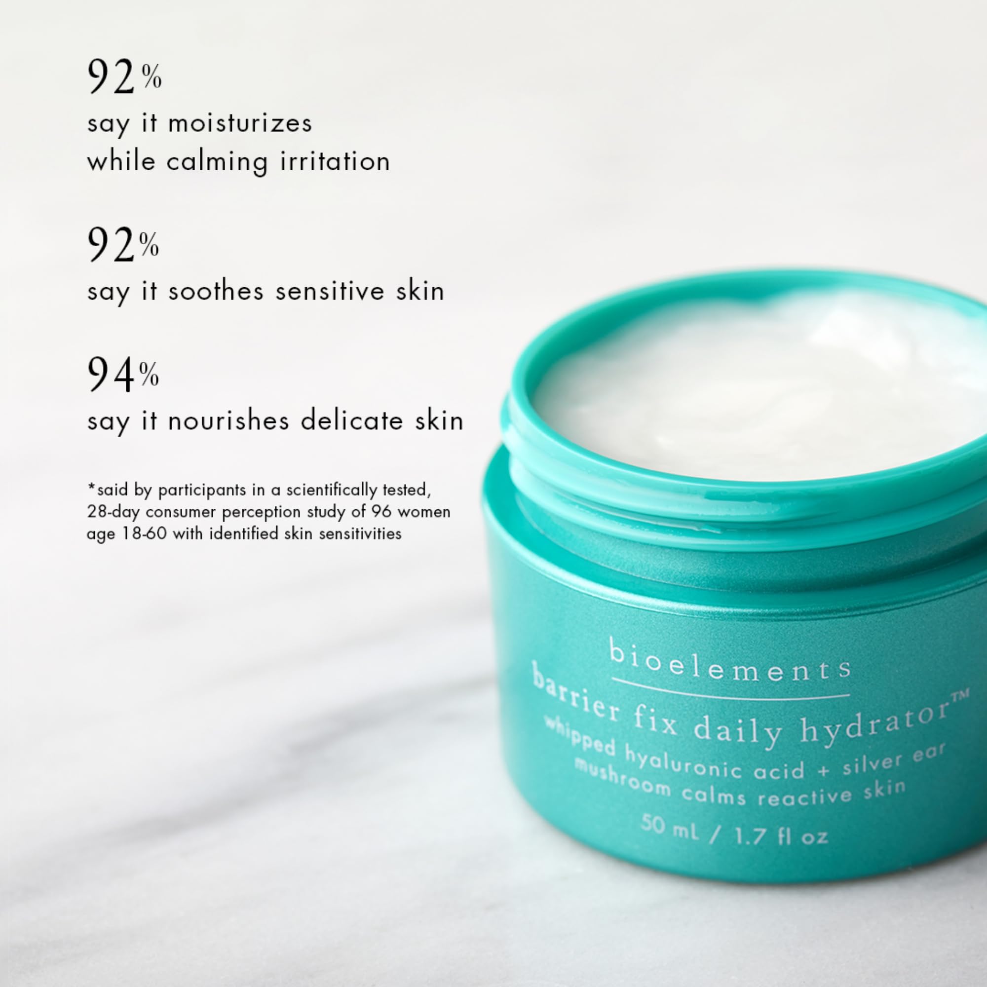Bioelements barrier fix hyaluronic acid focus image indicating deep hydration delivery