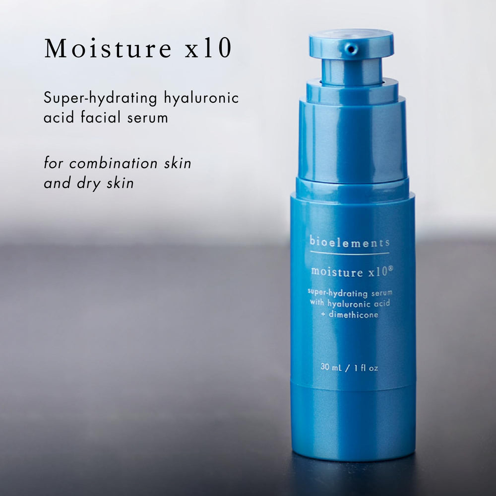 Bioelements Moisture x10 application on hand demonstrates lightweight hydration during routines.