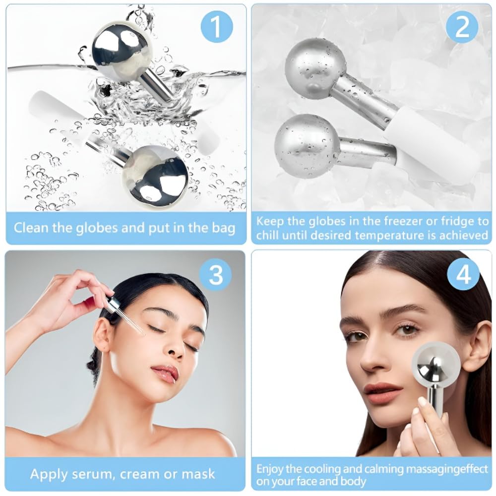 BIOESTHE ice globes used during morning routine to awaken skin.