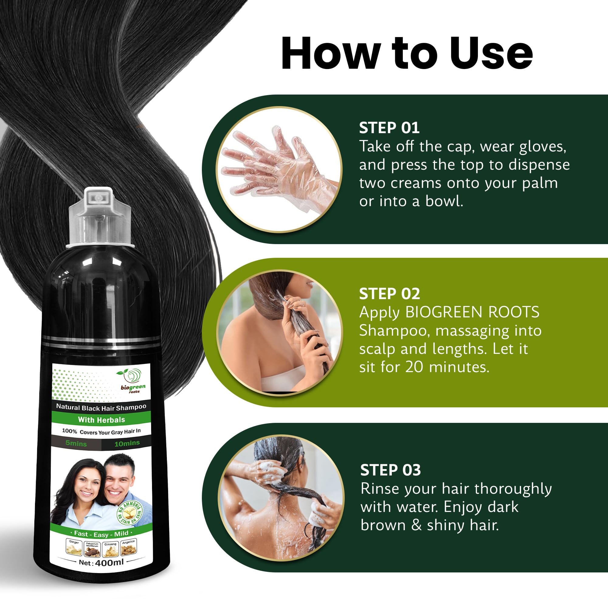 BIOGREEN ROOTS application on dry hair for color refresh