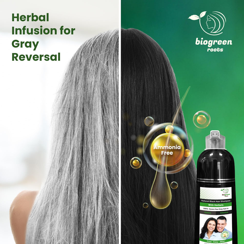BIOGREEN ROOTS natural black color swatch showing vibrant result