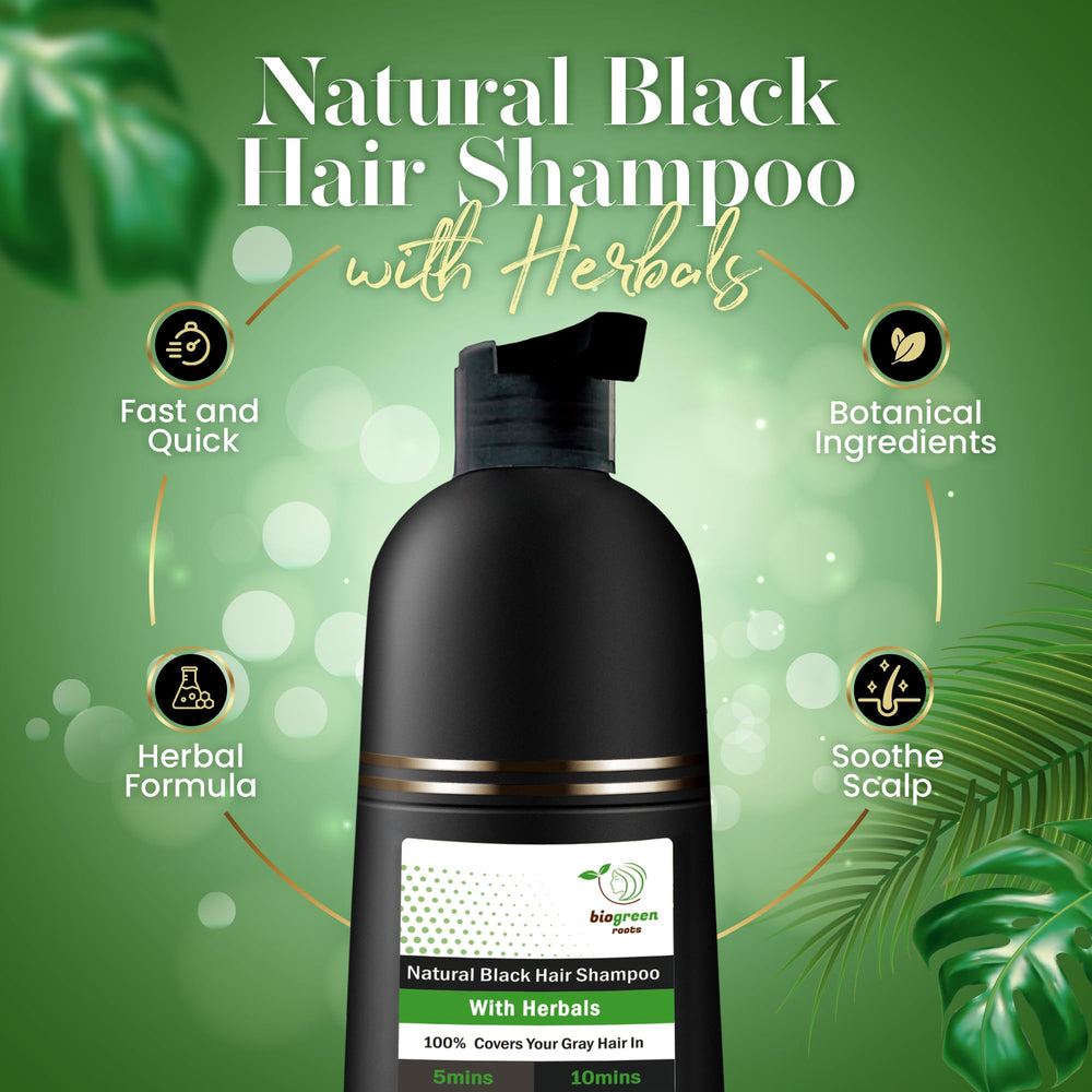 Biogreen Roots natural black shade result on hair.
