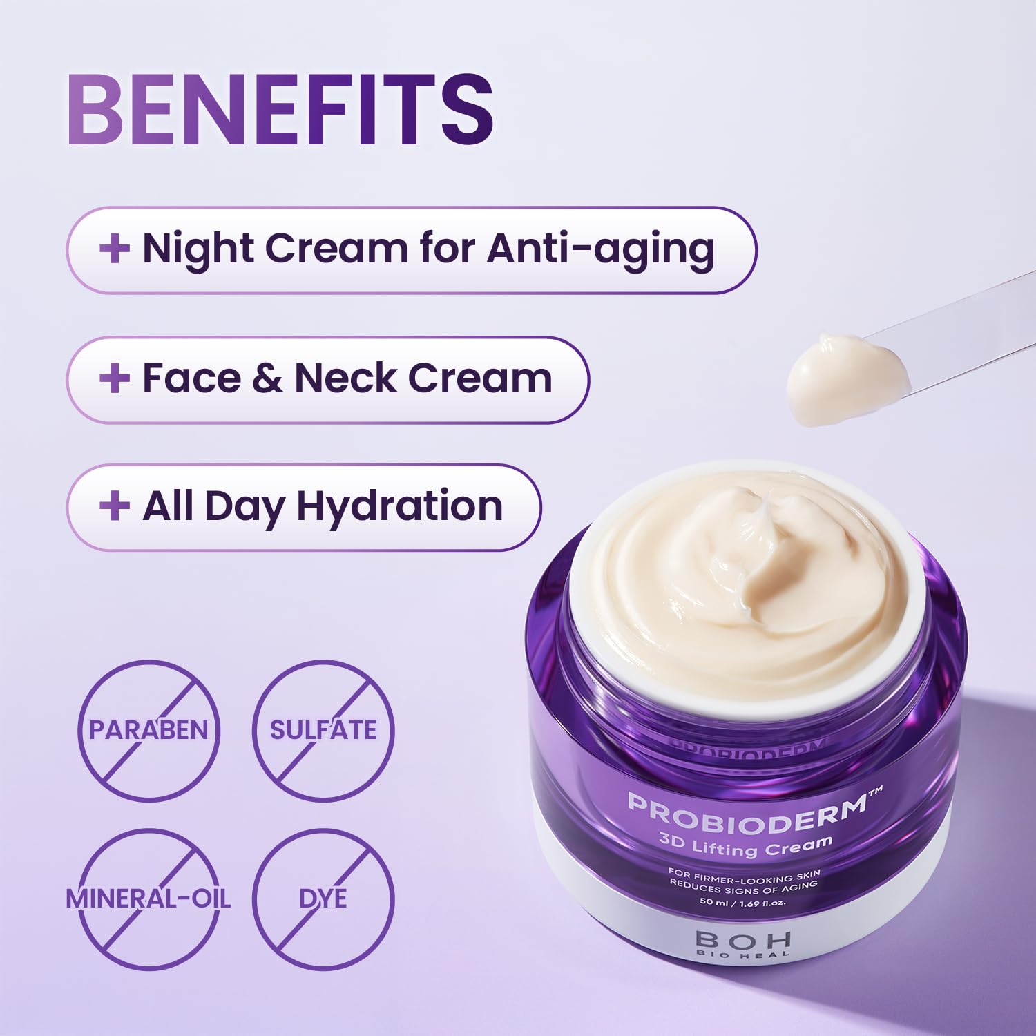 BIOHEAL BOH cream being massaged into skin signals elasticity and lift potential.