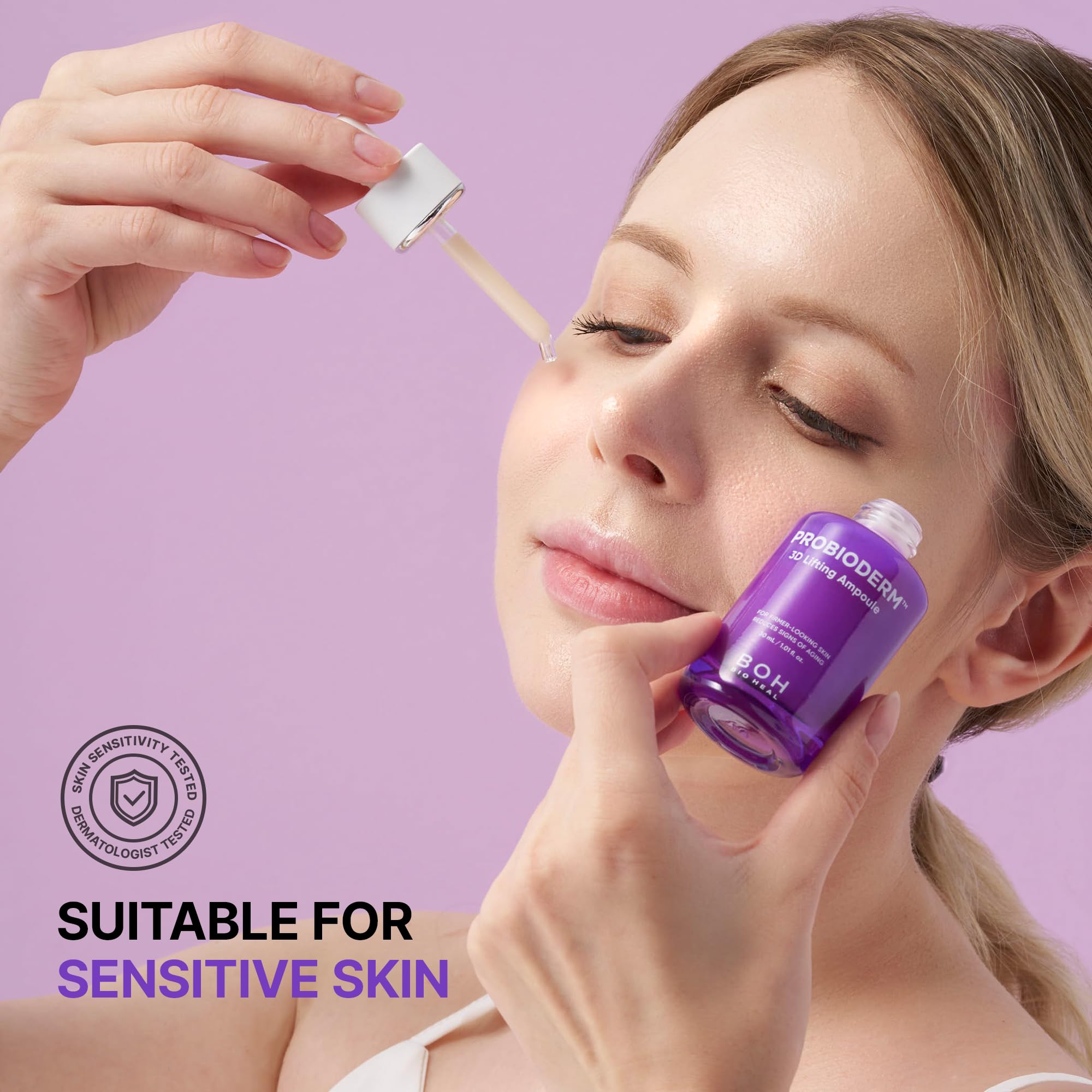 BIOHEAL BOH Probioderm 3D Lifting Ampoule spa-like experience on vanity enhances daily care ritual.