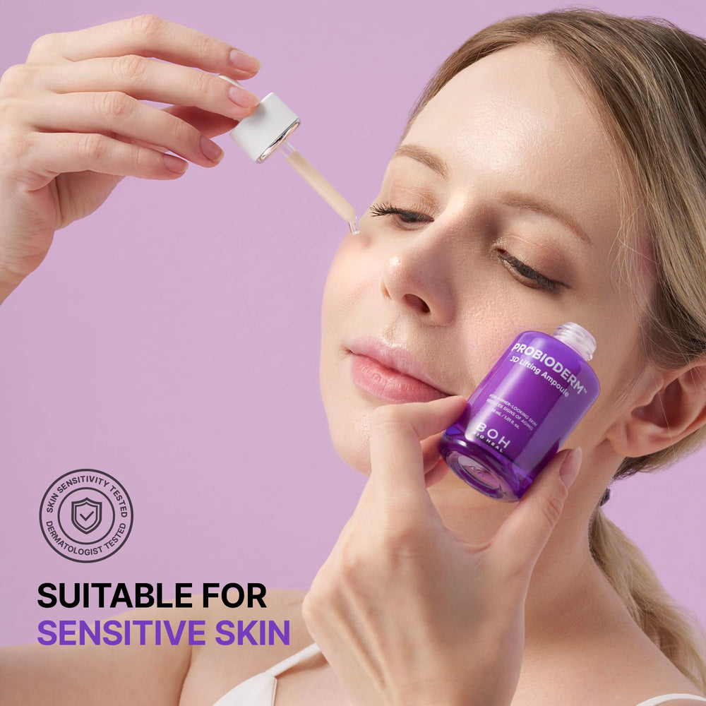 BIOHEAL BOH Probioderm 3D Lifting Ampoule spa-like experience on vanity enhances daily care ritual.