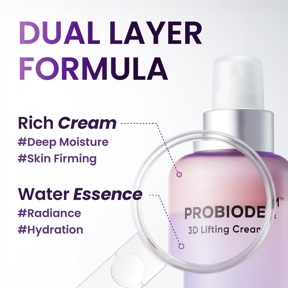 BIOHEAL BOH Probioderm 3D Lifting Cream Mist two-layer formula visualization implies mixing action.
