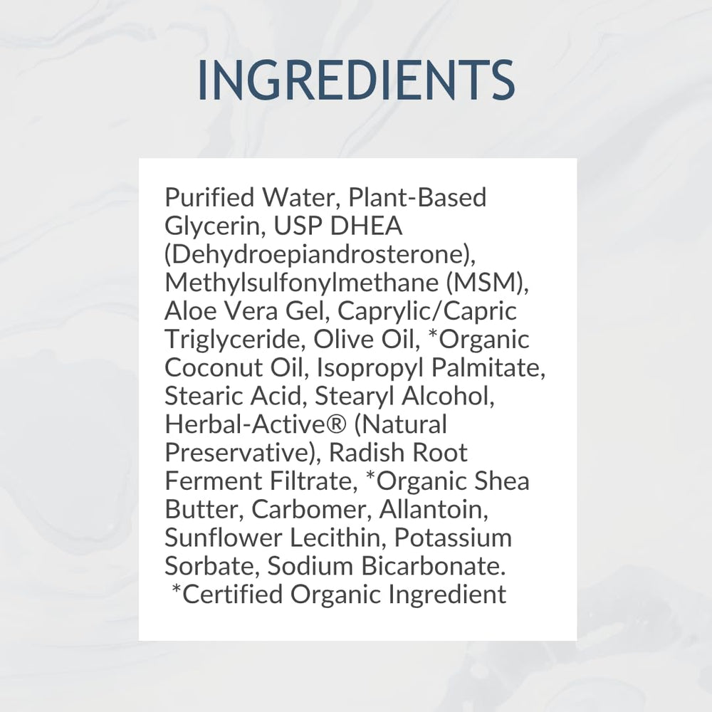 Biolabs PRO DHEA Cream close-up highlights silky, quick-absorption texture.