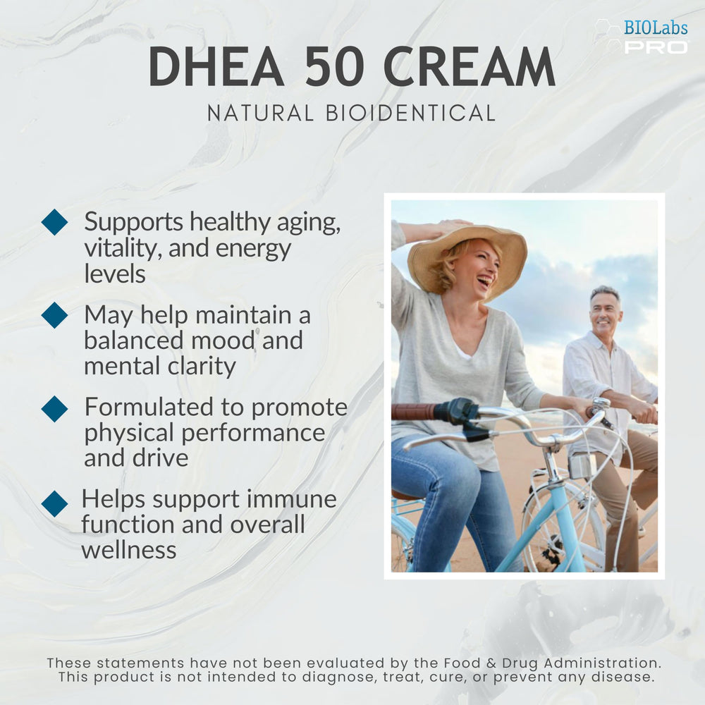 Biolabs PRO DHEA Cream unscented packaging emphasizes fragrance-free formula.