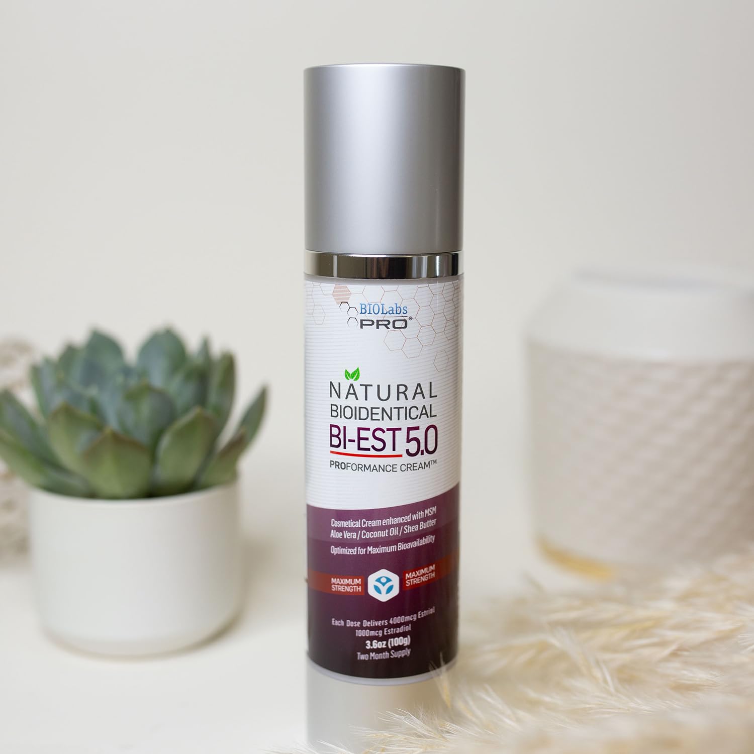 BIOLABS PRO Estro Cream application demonstrates smooth spreading for quick absorption