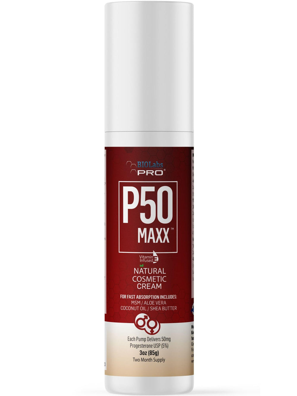 BIOLABS PRO P50 Maxx Cream jar shows unscented formula for sensitive skin