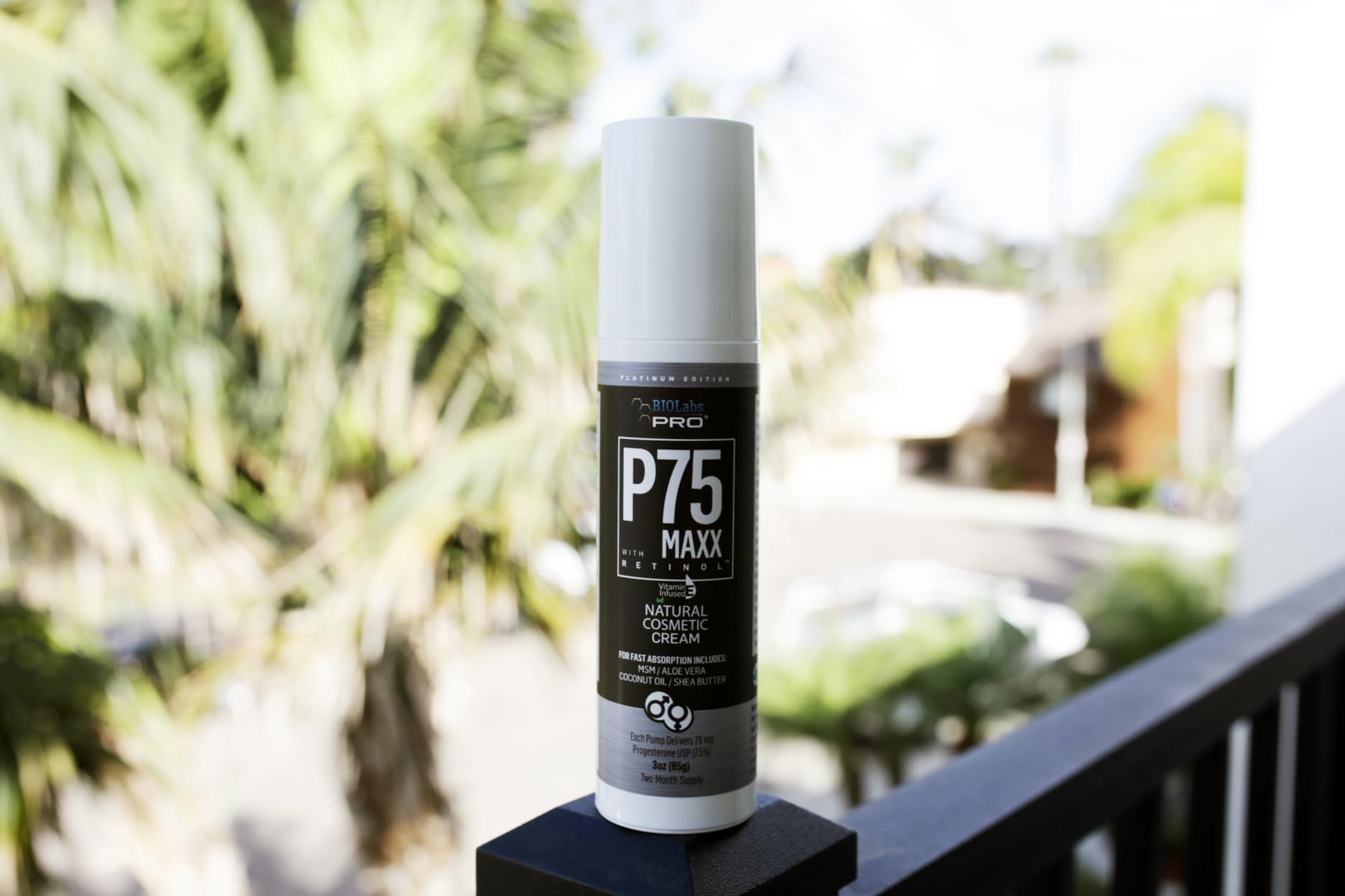 BIOLABS PRO Progest Cream packaging emphasizes two-month supply in a 3oz bottle.