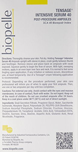 Biopelle Tensage Intensive Serum 40 ampoule closeup highlighting concentrated growth factor benefits.